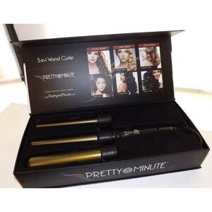 Pretty In A Minute 3-In-1 Wand Curler Titanium Ceramic 1/2", 1" & 2" Wand New